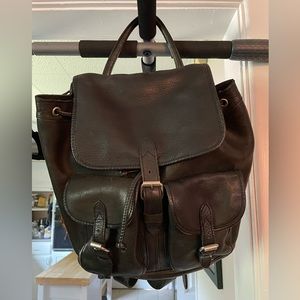 Vintage Black Leather J Crew Backpack